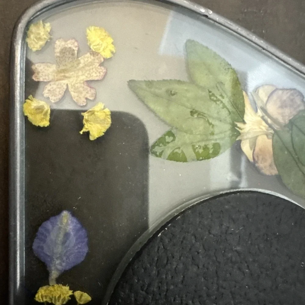 Vintage Pressed Spring Flowers Lead & Glass Picture‎ Frame 3
